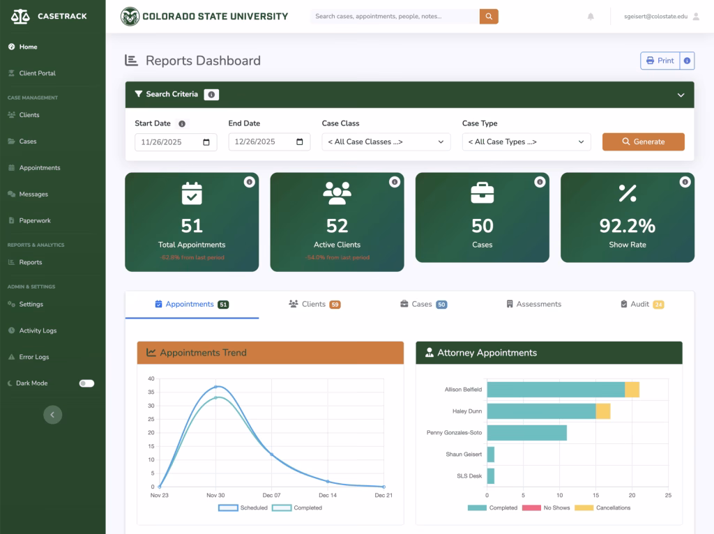 reports page